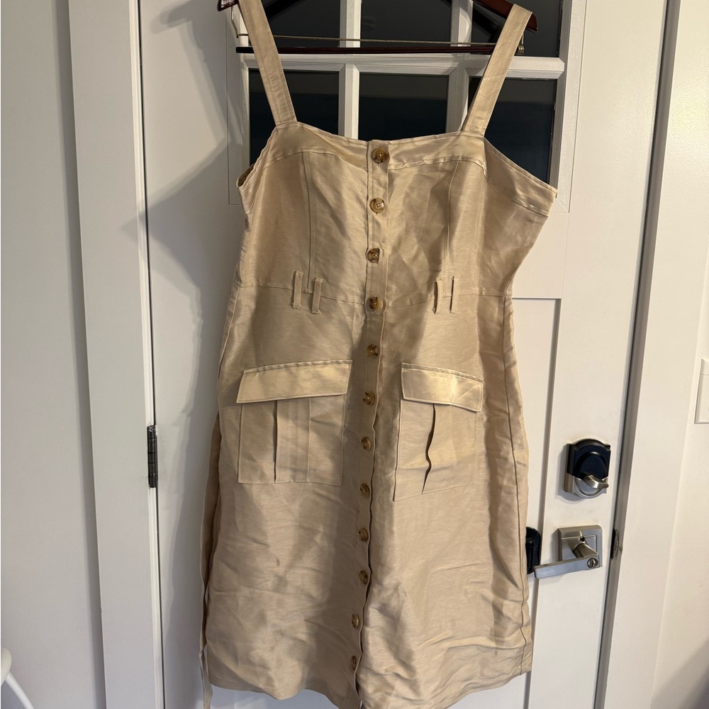 Elegant Beige Button-Down Dress